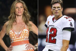 This combination of photos shows Brazilian supermodel Gisele Bundchen modeling the Colcci Summer collection at Sao Paulo Fashion Week in Sao Paulo, Brazil, on April 15, 2015, left, and Tampa Bay Buccaneers quarterback Tom Brady before an NFL football game against the New Orleans Saints, on Sept. 18, 2021, in New Orleans. The couple announced Friday they have finalized their divorce, ending their 13-year marriage. (AP Photo/Andre Penner, left, and Jonathan Bachman)