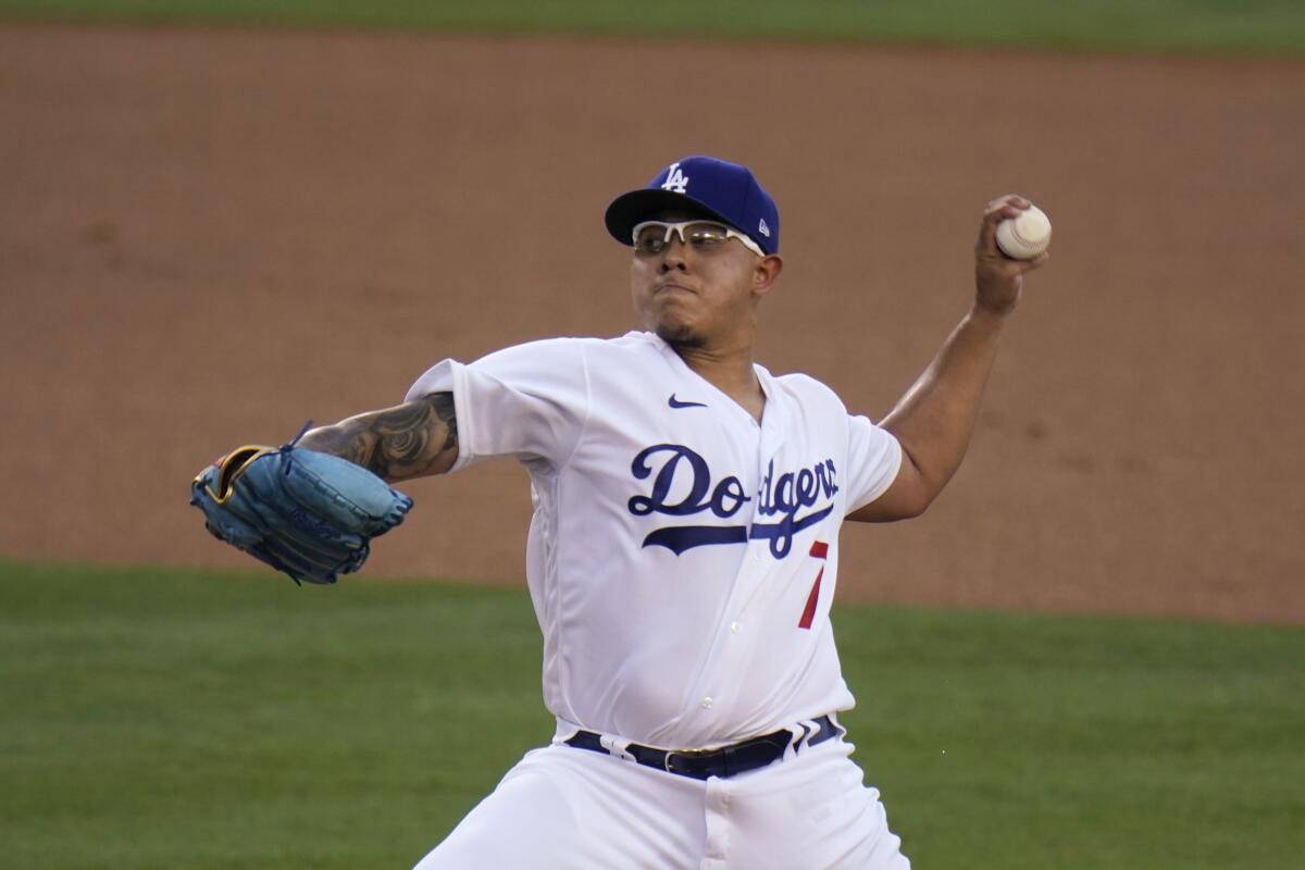 Los Angeles Dodgers starting pitcher Julio Urias