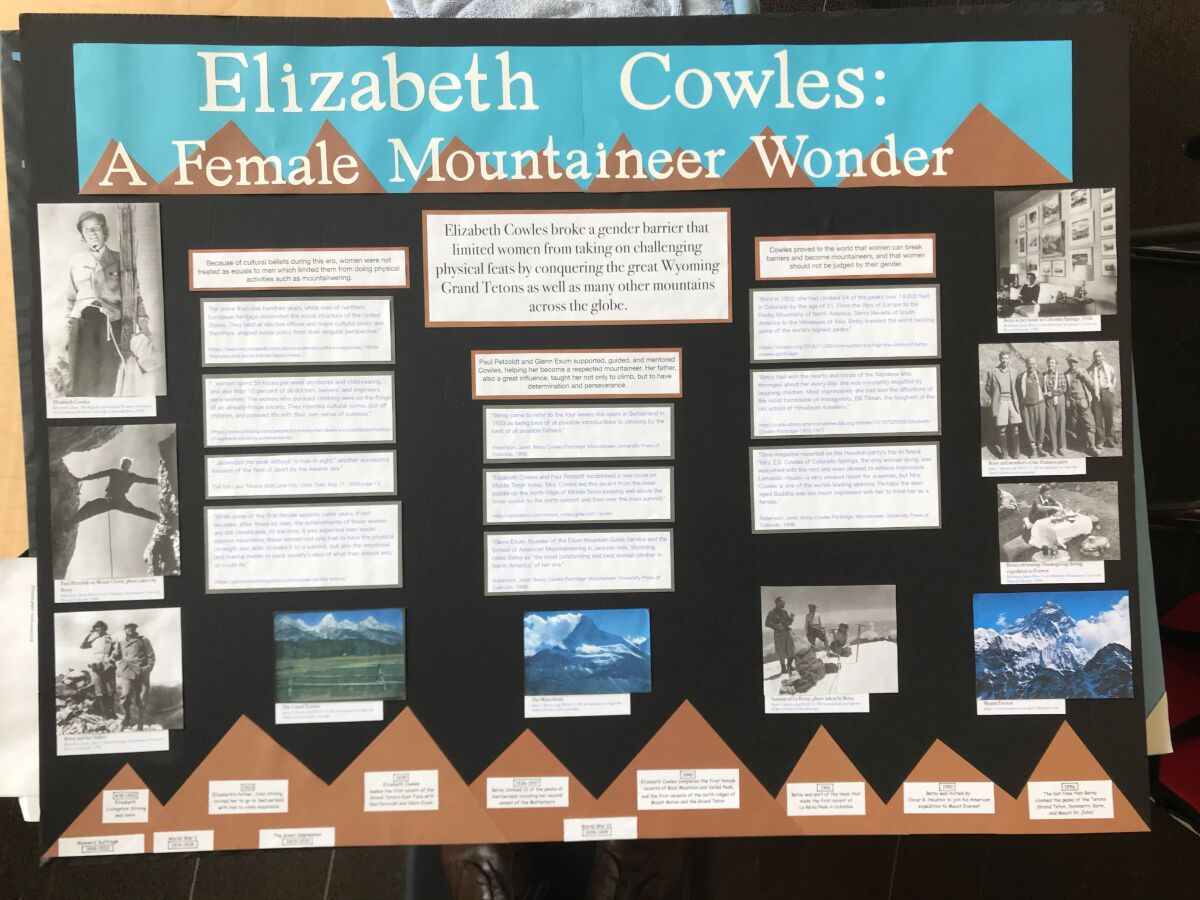Catherine Hassanein and Lisa Akin won for their project titled 'Elizabeth Cowles: A Mountaineer Wonder."