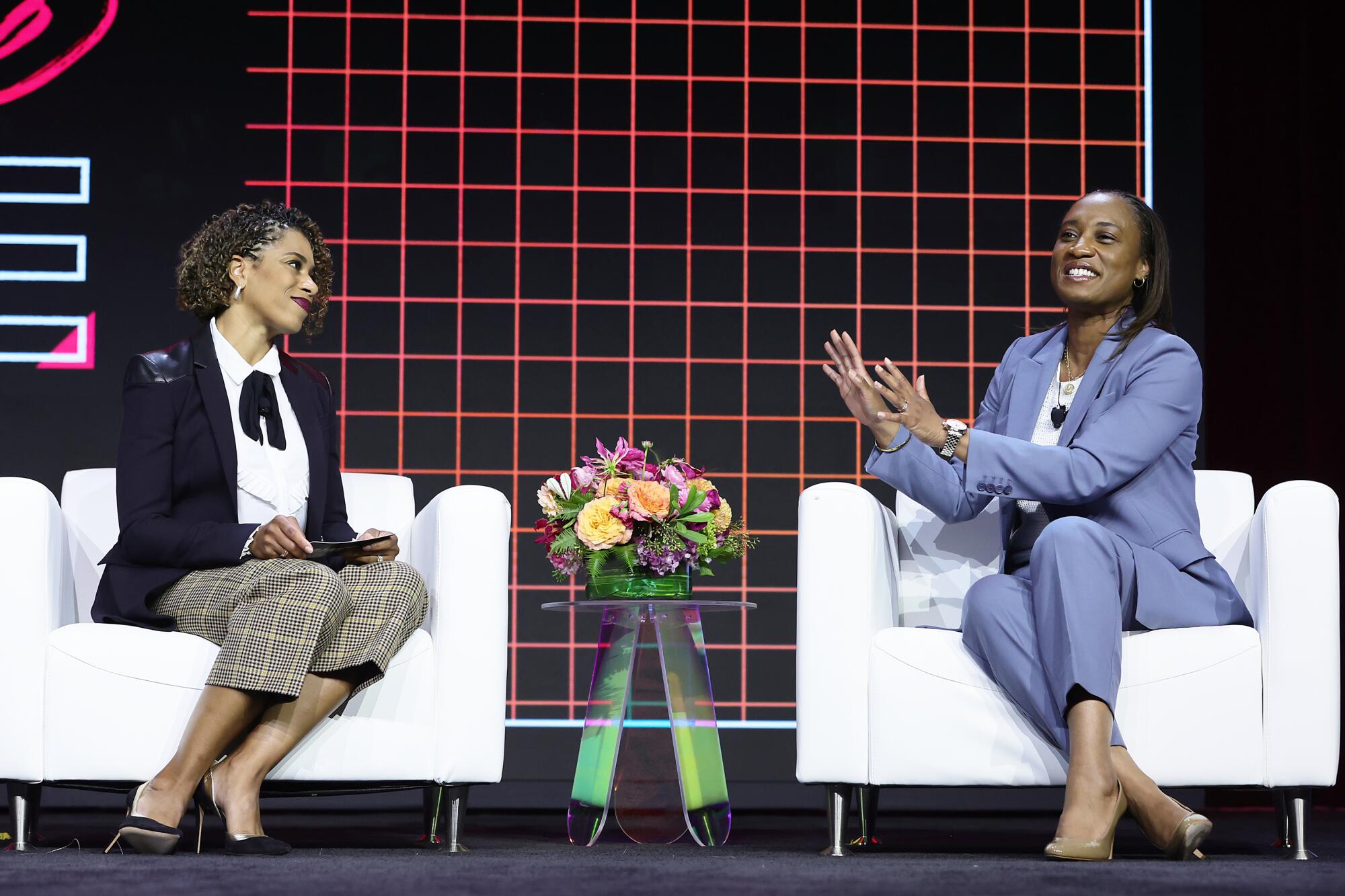 Actor Kelly McCreary and Laphonza Butler onstage 