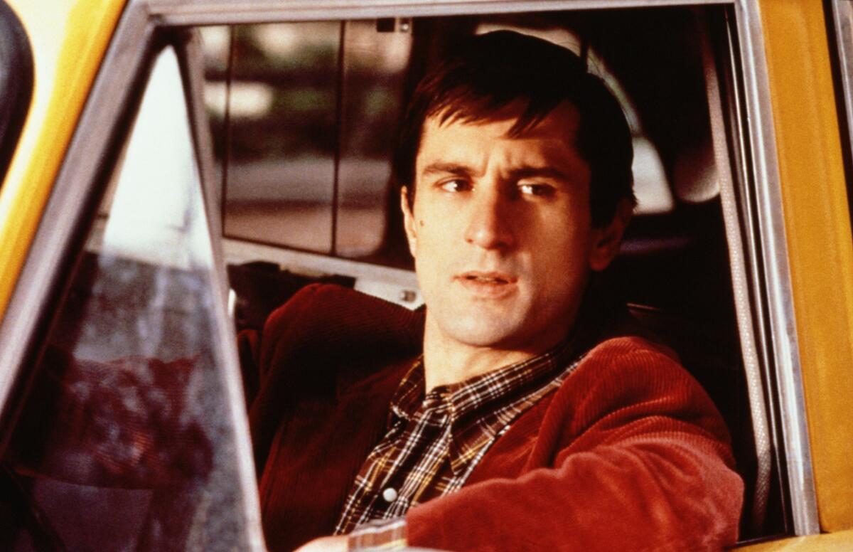 Robert De Niro in a New York cab's driver's seat in "Taxi Driver" (1976). 