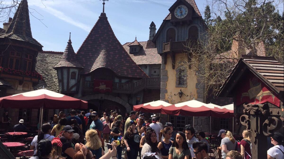 Fans gather at the Red Rose Taverne at Fantasyland in Disneyland.