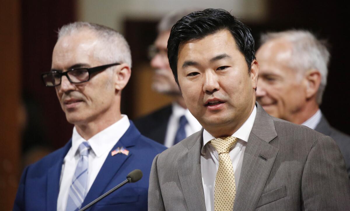 Los Angeles City Councilman David Ryu, shown in 2016, questioned whether street crews properly notified residents about resurfacing work in Hollywood.
