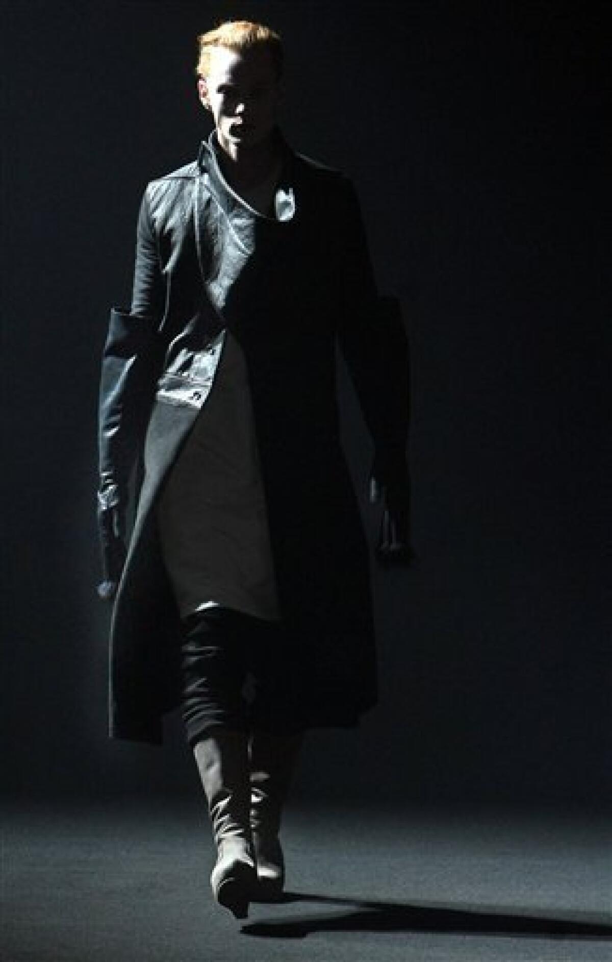 A model wears a creation of Rick Owens fashion fall winter 2010-11