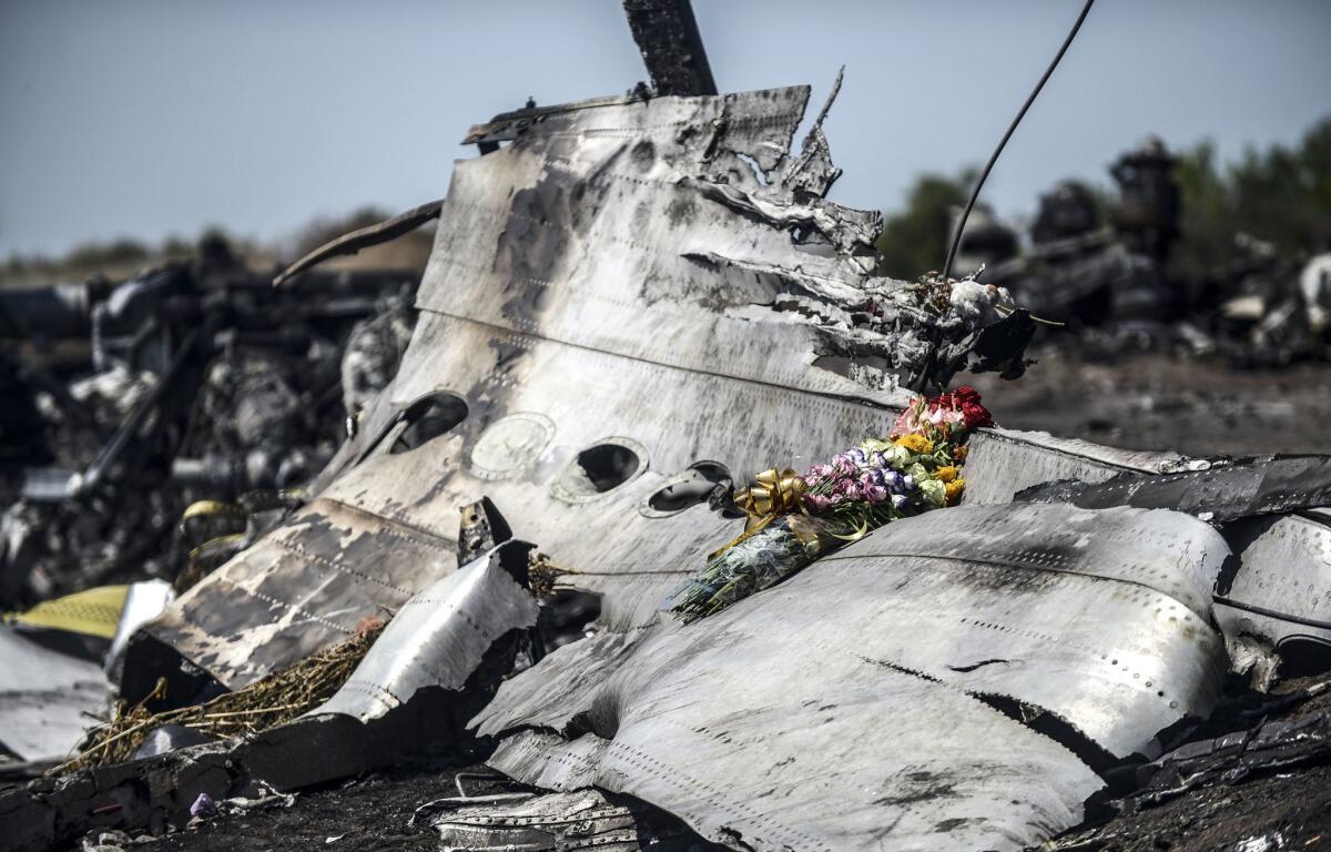 Wreckage from the Malaysia Airlines flight that crashed over Ukraine on July 17, killing all 298 on board.