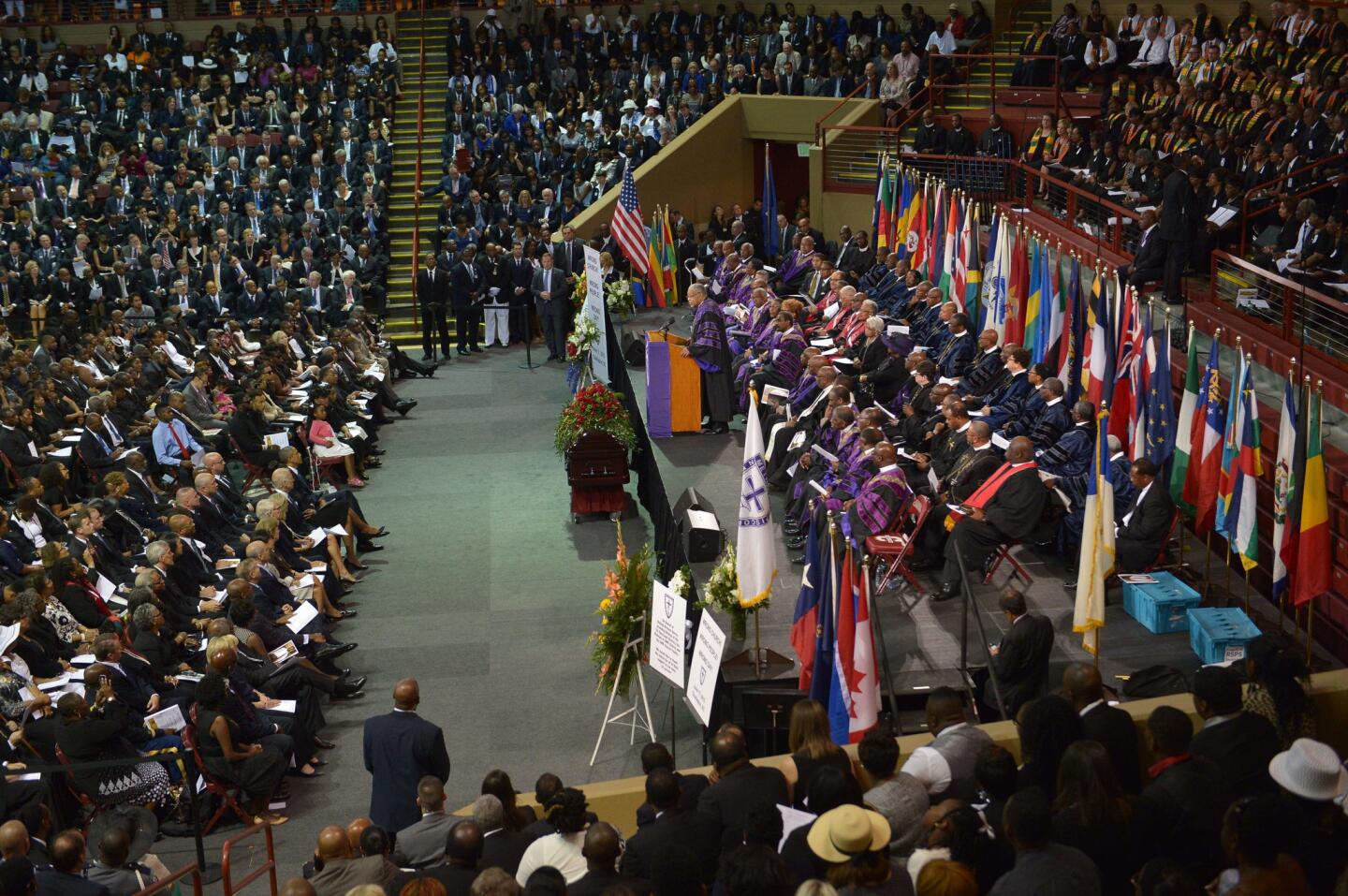 Thousands of mourners attended the funeral for South Carolina state senator and Rev. Clementa Pinckney at the College of Charleston TD Arena on June 26, 2015.