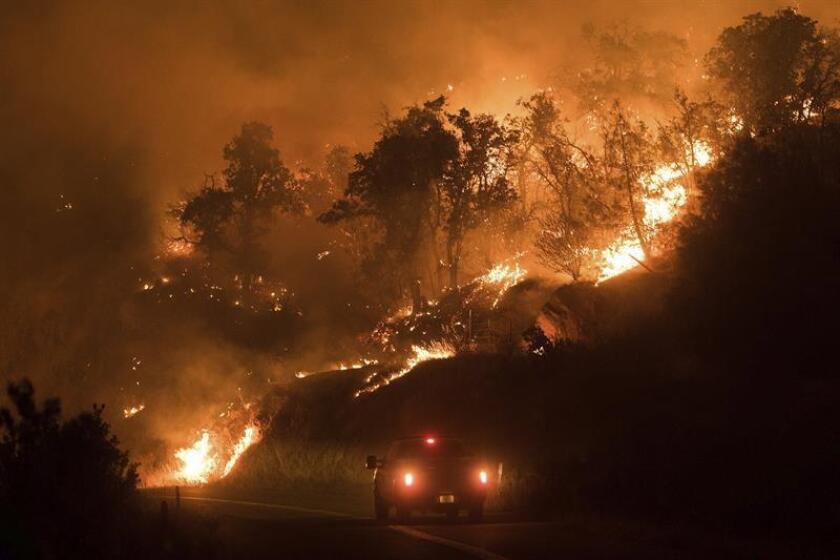 Los incendios forestales en California siguen descontrolados y ya se han cobrado la vida de al menos tres personas, mientras que otra ha sido detenida por iniciar varios incendios, informaron hoy las autoridades. EFE/ARCHIVO