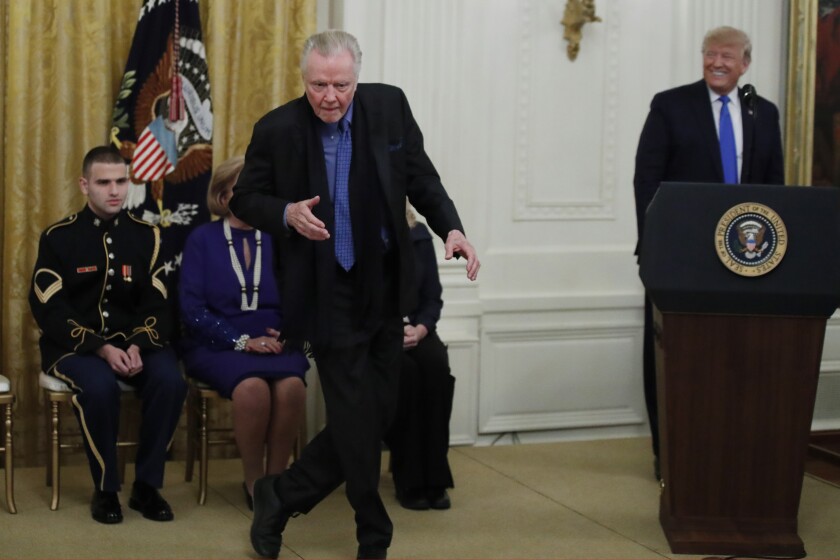 Watch Jon Voight S Awkward Dance At Trump Arts Medal Event Los Angeles Times