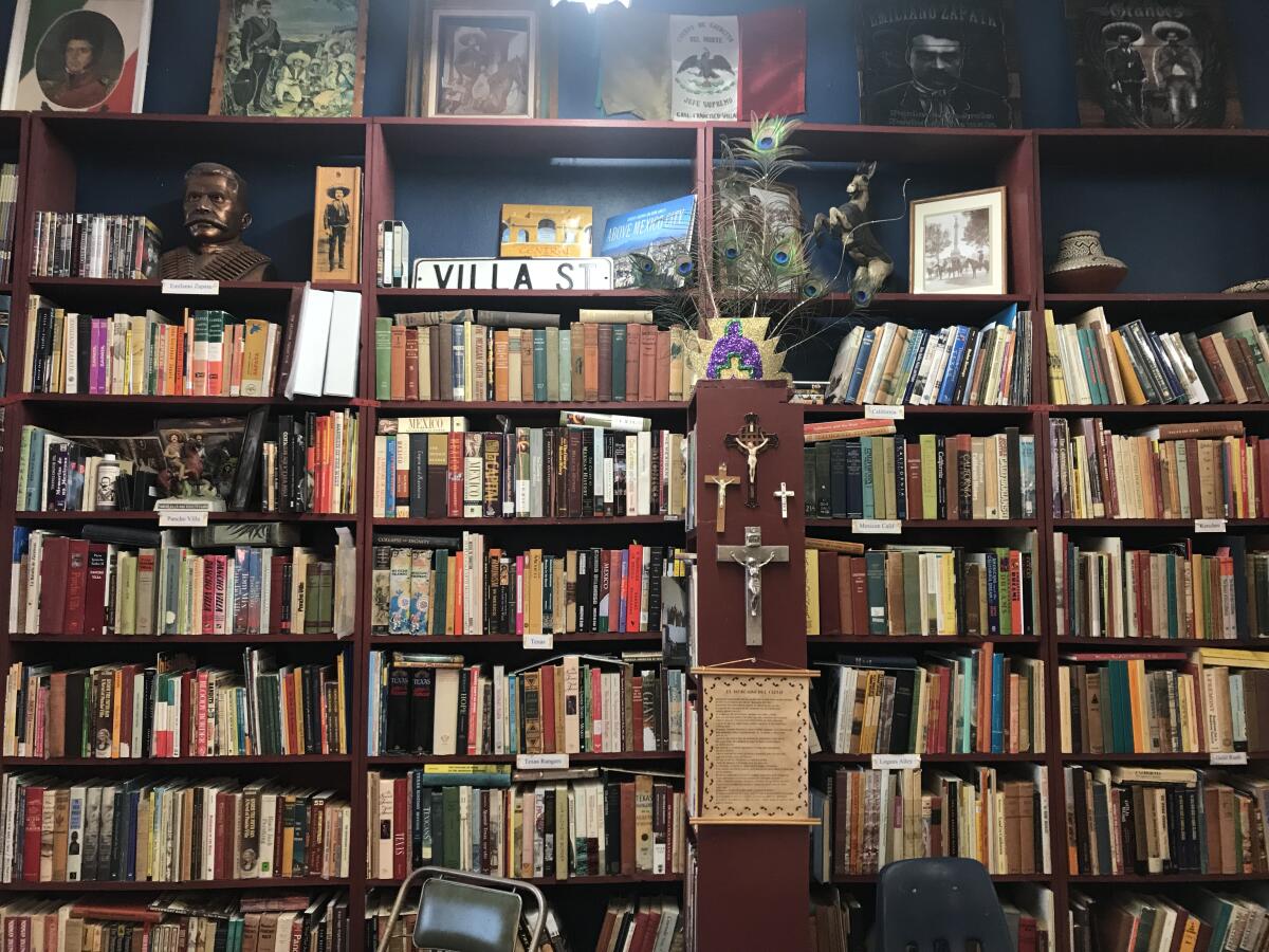 A section of books at the Chicano Research Center in Stockton.