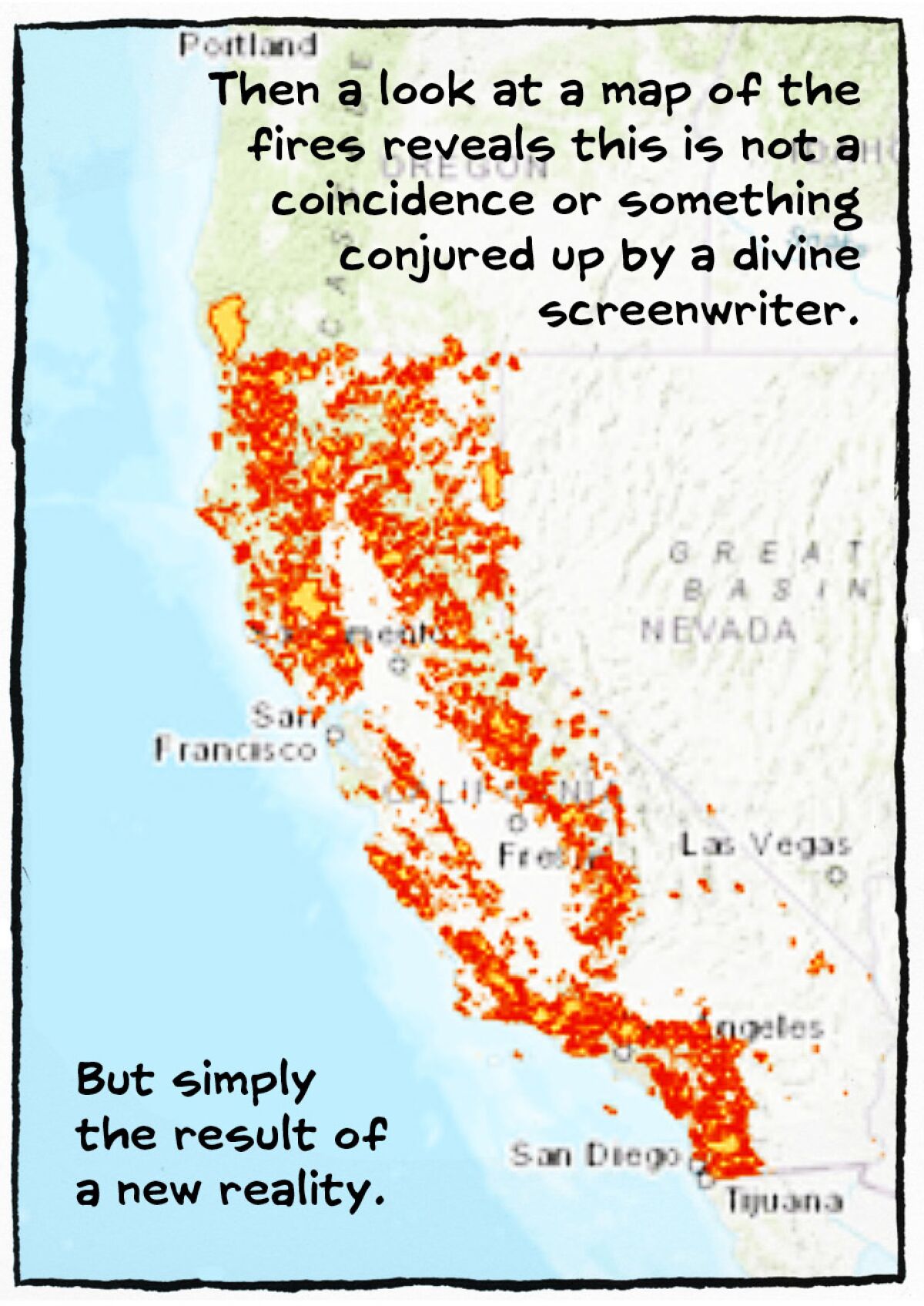 A map of where the many fires have struck in California