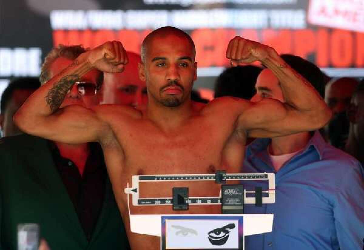 Andre Ward weighs in for his fight against Chad Dawson in September.