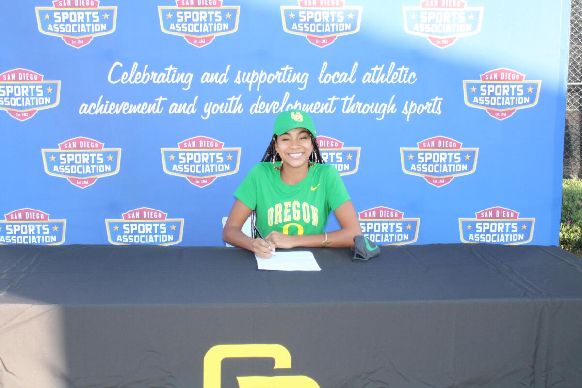 State champion Katriina Wright of University City High will continue her career at Oregon.