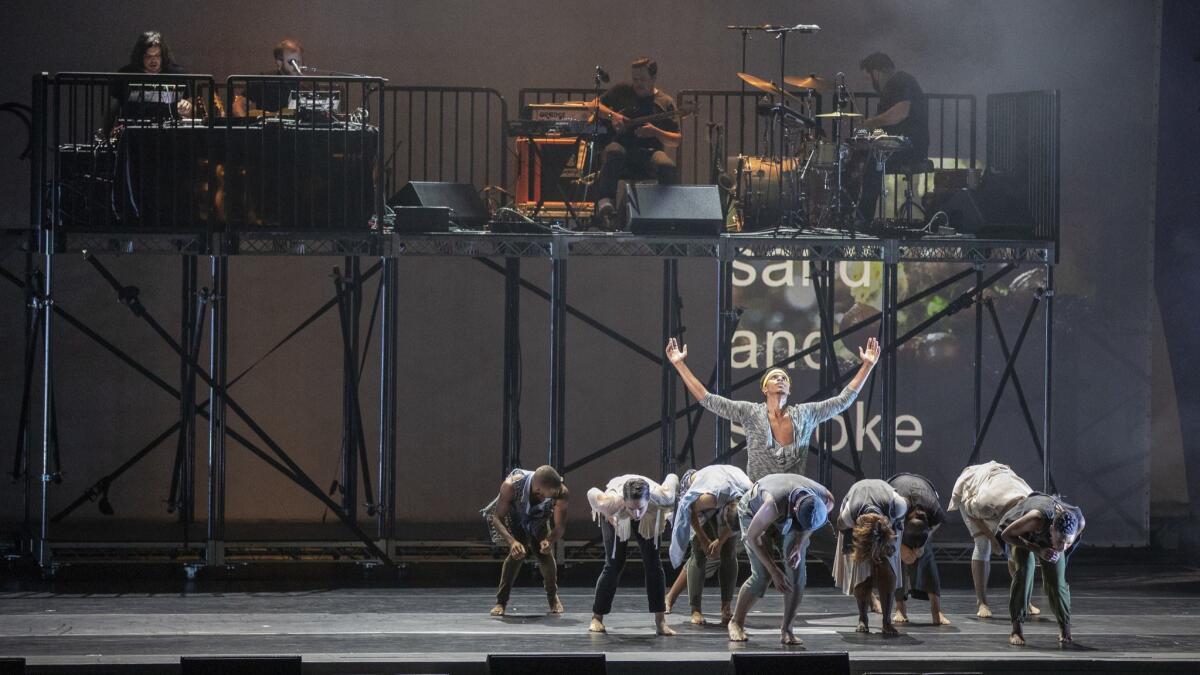 Bon Iver and members of TU Dance perform Sunday night at the Hollywood Bowl.