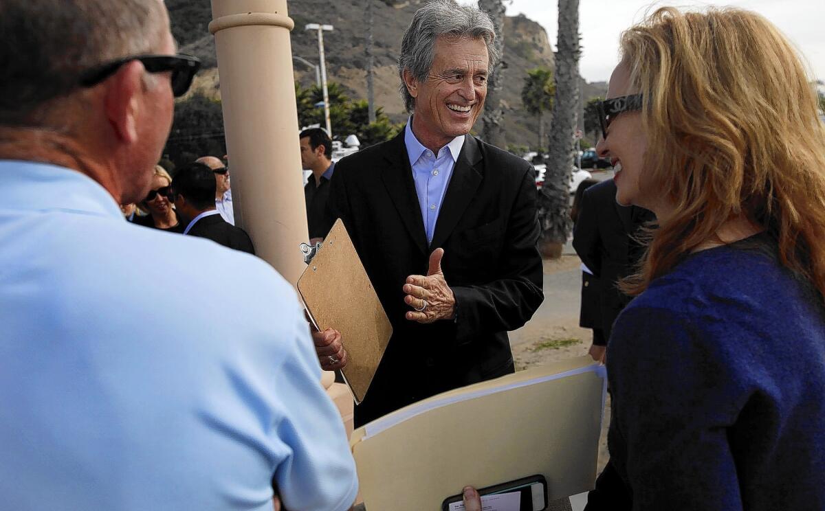 Former Santa Monica City Councilman Bobby Shriver announces his bid for a seat on the Los Angeles County Board of Supervisors at a news conference earlier this year.