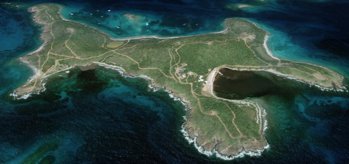 An aerial view of an island.