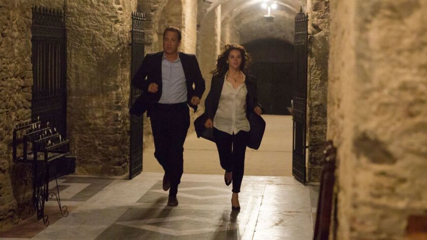 Tom Hanks as Robert Langdon and Felicity Jones as Sienna Brooks in "Inferno."