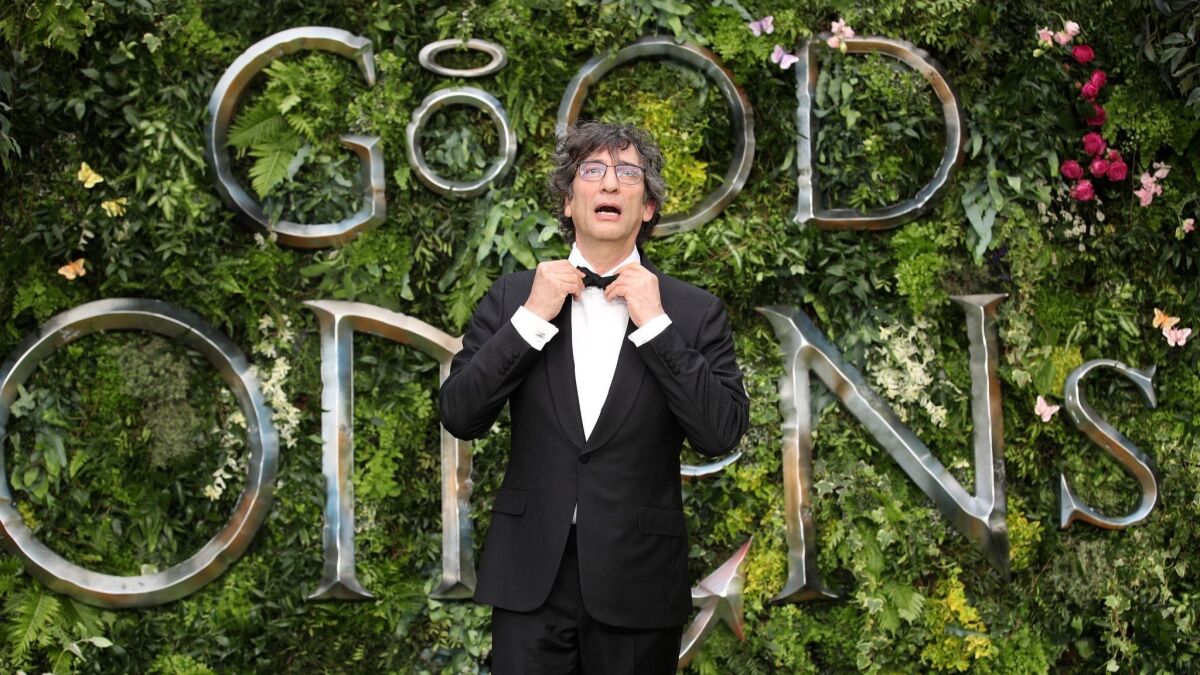 Neil Gaiman attends the world premiere of "Good Omens" at Odeon Luxe Leicester Square in London.