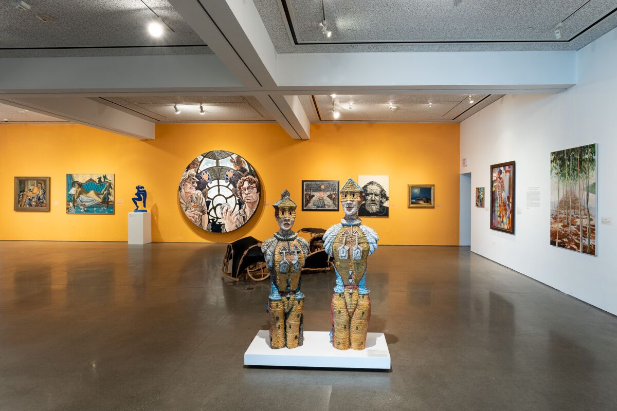 An exhibit hall at Oceanside Museum of Art showcases pieces from the two-part "Legacy: 25 Years of Art and Community."