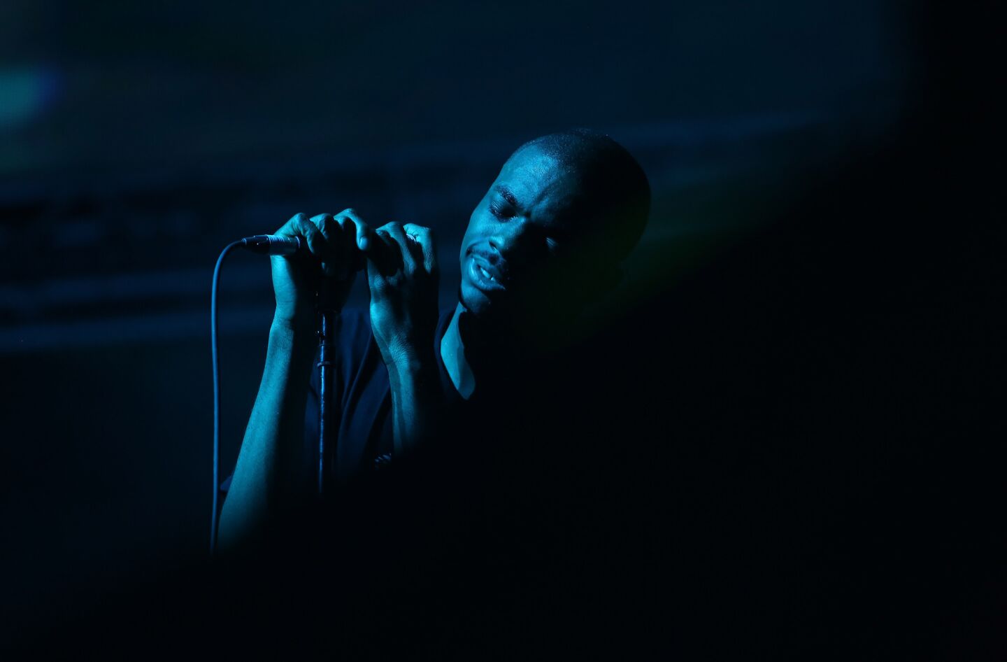 Vince Staples performs in the Sahara tent at the Coachella Arts and Music Festival.