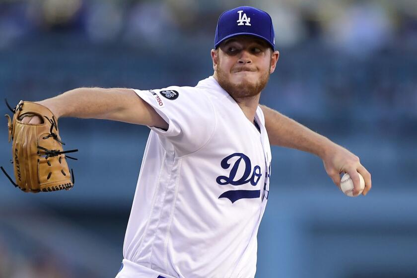 LOS ANGELES, CALIFORNIA - APRIL 13: Caleb Ferguson #64 of the Los Angeles Dodgers throws a pitch against the Milwaukee Brewers during the third inning at Dodger Stadium on April 13, 2019 in Los Angeles, California. (Photo by Yong Teck Lim/Getty Images) ** OUTS - ELSENT, FPG, CM - OUTS * NM, PH, VA if sourced by CT, LA or MoD **