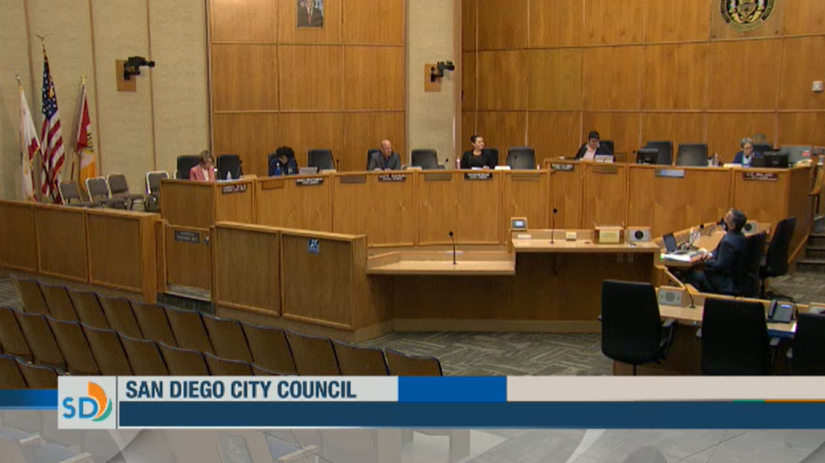 A screenshot of the San Diego City Council meeting.