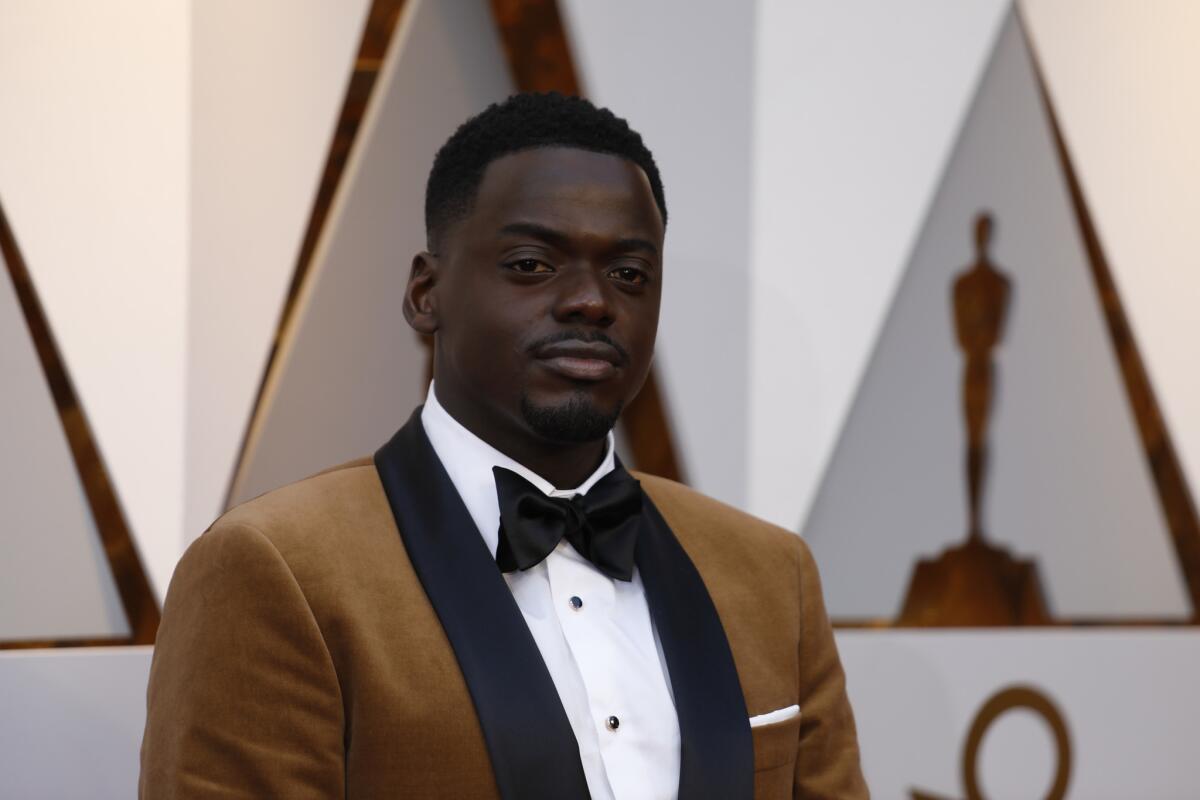 Lead actor nominee Daniel Kaluuya on the red carpet.