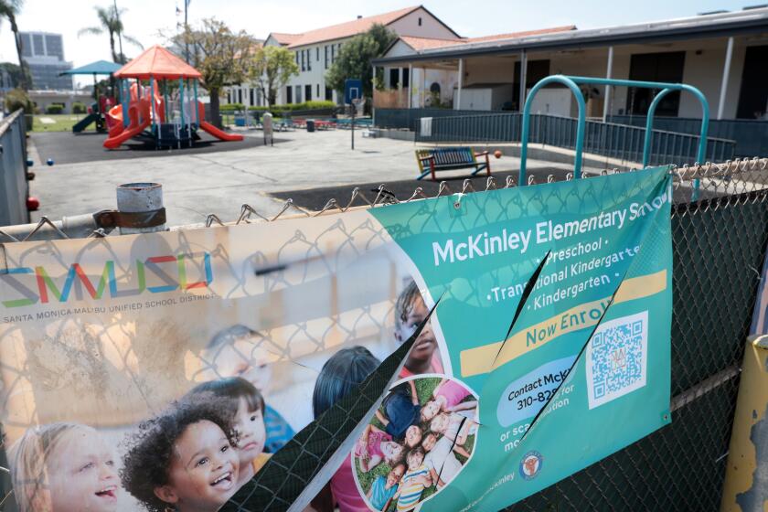 SANTA MONICA, CALIFORNIA - APRIL 17: Toxic vapors were discovered under McKinley Elementary School in Santa Monica.(Wally Skalij/Los Angeles Times)