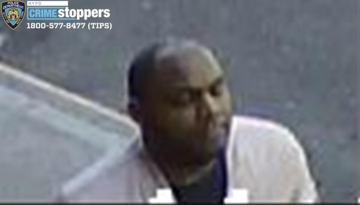 A still video image of a man police are seeking in connection with the assault of an Asian American woman in New York