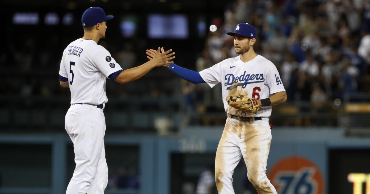 Julio Urías, Trea Turner help Dodgers tie Giants for 1st in NL West