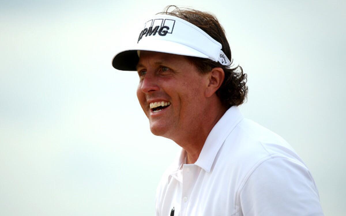 Phil Mickelson was all smiles Saturday during the third round of the Scottish Open at Castle Stuart Golf Links.