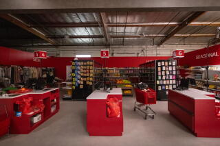 A grocery store set at Dhar Mann Studios in Burbank.