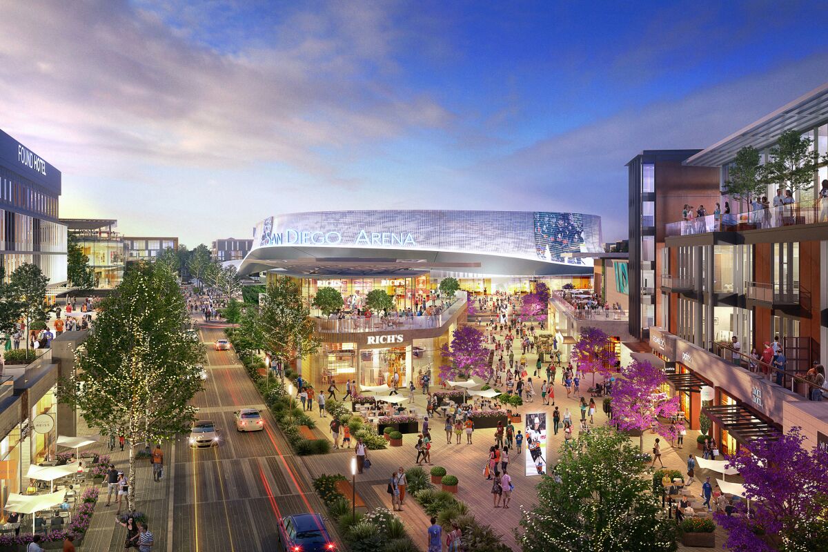 An artists rendering shows Brookfield Properties plans for redevelopment of the Sports Arena site.