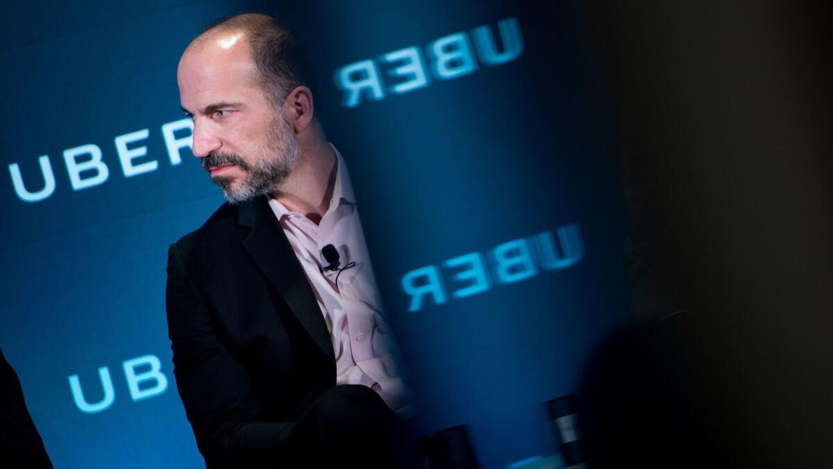 Dara Khosrowshahi, CEO of Uber, listens during an appearance in Washington last month.