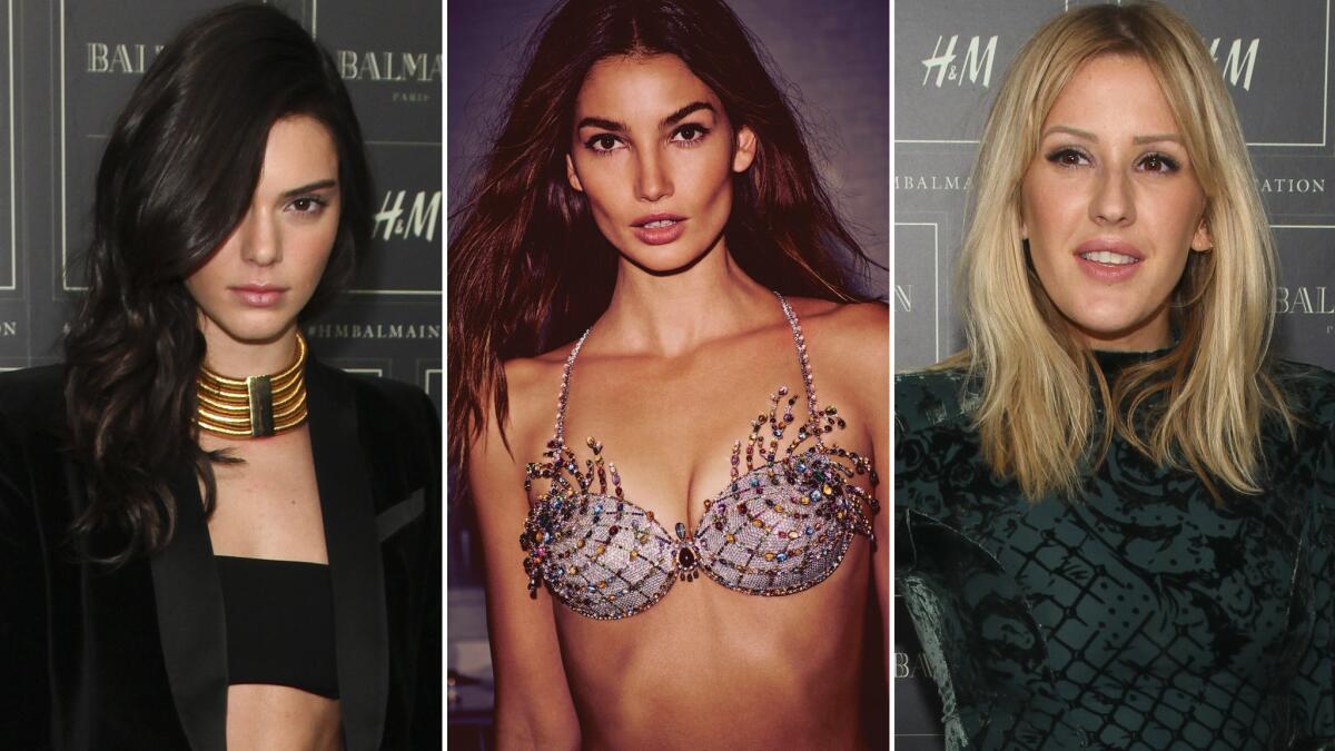 Kendall Jenner, left, will walk in the 2015 Victoria's Secret Fashion Show for the first time. VS Angel Lily Aldridge, center, will model the $2-million Fireworks Fantasy Bra, and singer Ellie Goulding will perform.