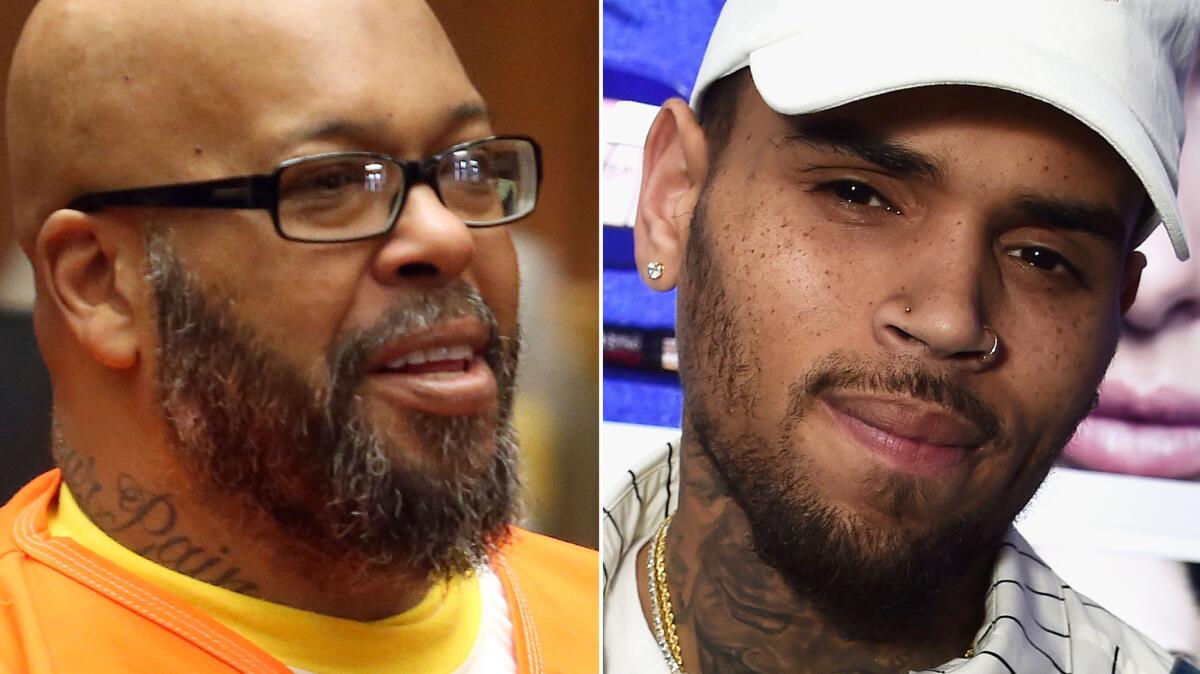 Suge Knight, left, has sued Chris Brown over a 2014 nightclub shooting in which the former music mogul was hit multiple times.