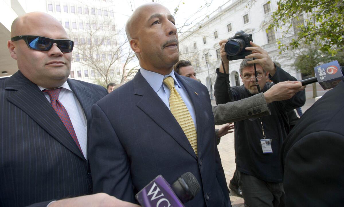 Former New Orleans Mayor C. Ray Nagin leaves the Hale Boggs Federal Building and United States District Courthouse in the city after pleading not guilty at an arraignment on corruption charges. Nagin did not speak with reporters.