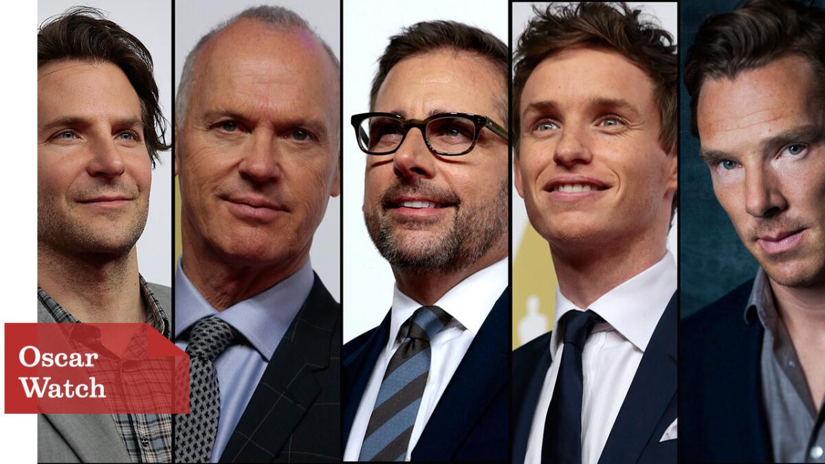 Lead actor nominees: Bradley Cooper, Michael keaton, Stevel Carrell, Eddie Redmayne, and Benedit Cumberbatch