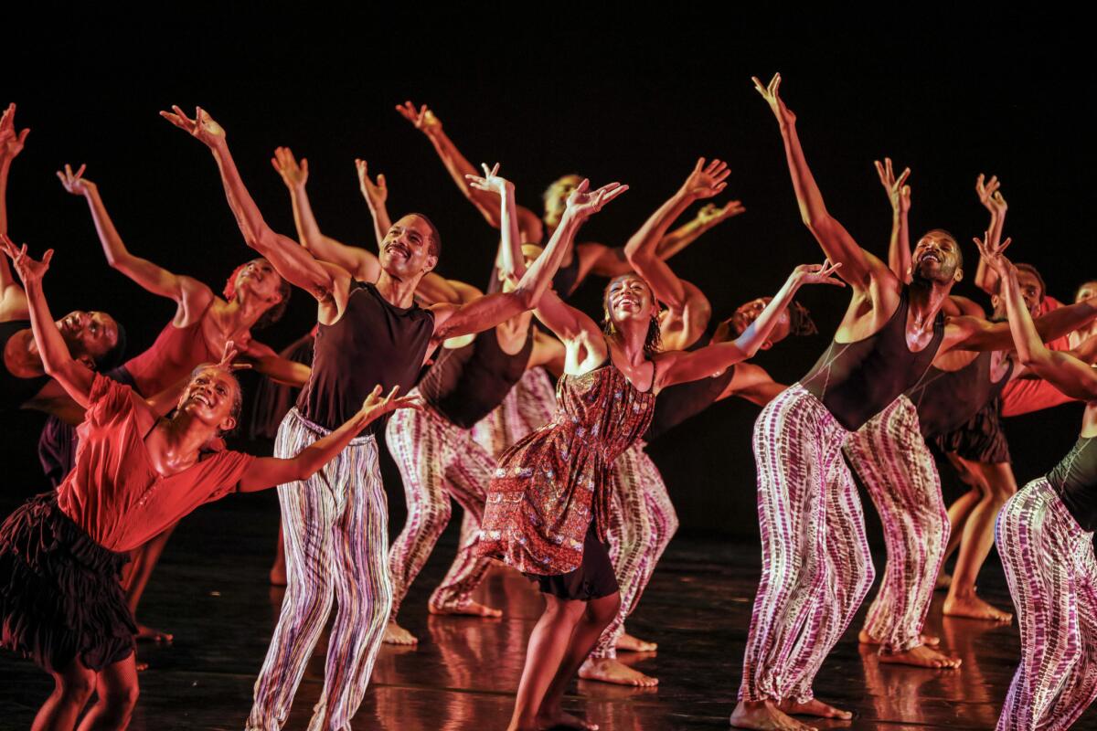 Garth Fagan Dance performs "Geoffrey Holder Life Fete ... Bacchanal" on Saturday at the Nate Holden Performing Arts Center in Los Angeles.