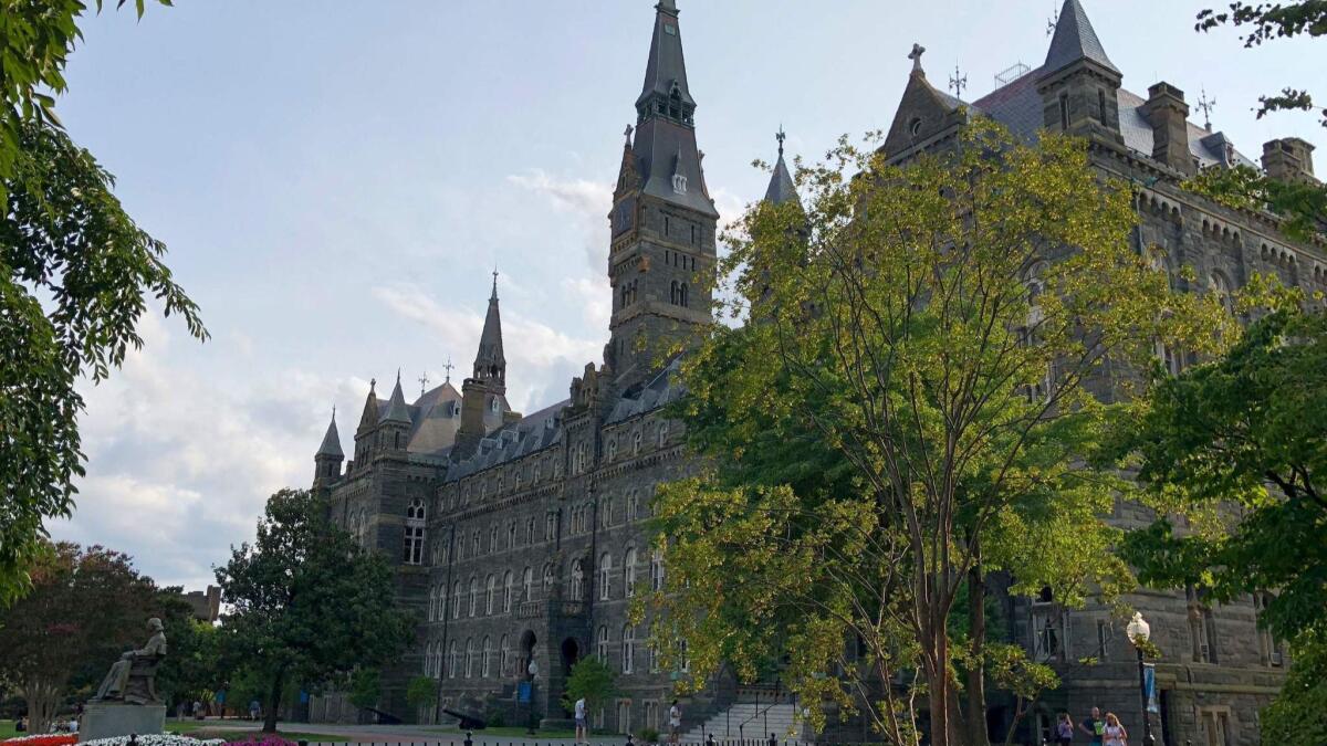 This photo taken on Aug. 19, 2018 shows the Georgetown University campus in Washington.