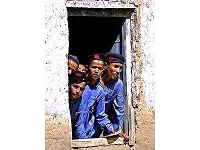 Only boys are allowed to attend the primary school just outside Jalozai refugee camp for Afghans near Peshawar, Pakistan.