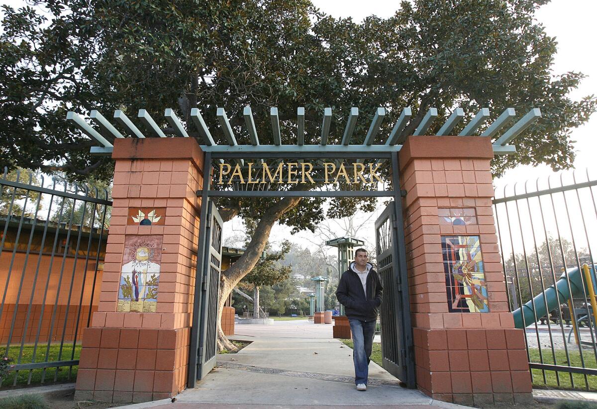 The front entrance to Palmer Park in Glendale on Wednesday, February 6, 2013.