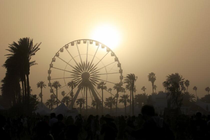As the sun set Sunday, high winds kicked in on the grounds of the 2013 Coachella Valley Music and Arts Festival in Indio.