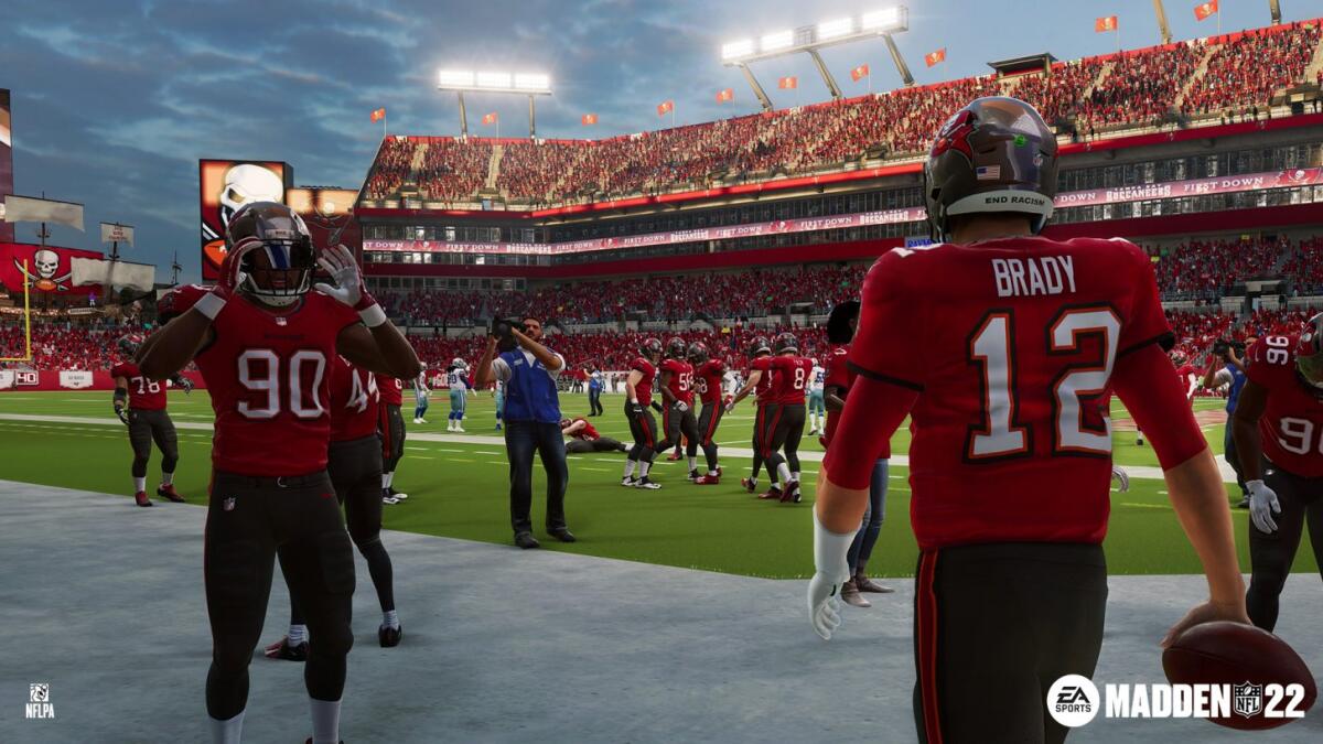 A screenshot from "Madden '22," the latest iteration in the famed video game franchise.