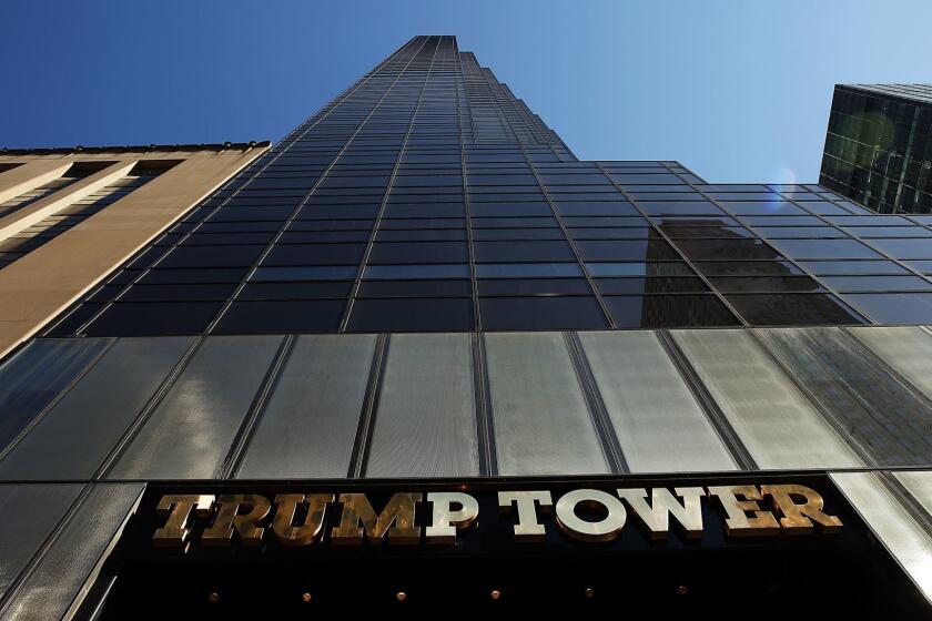 NEW YORK, NY - MARCH 12: Trump Tower stands along 5th Avenue in Manhattan as police stand guard outside following an earlier protest against Republican presidential candidate Donald Trump in front of the building on March 12, 2016 in New York City. A member of the New York Police Department (NYPD) stated that the police will now keep an around the clock presence at the location due to the number of protests and threats against Donald Trump. (Photo by Spencer Platt/Getty Images) ORG XMIT: 609909687