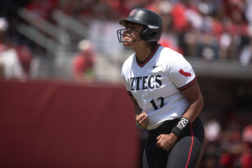 SDSU's AJ Murphy pumps her first during Sunday's game.
