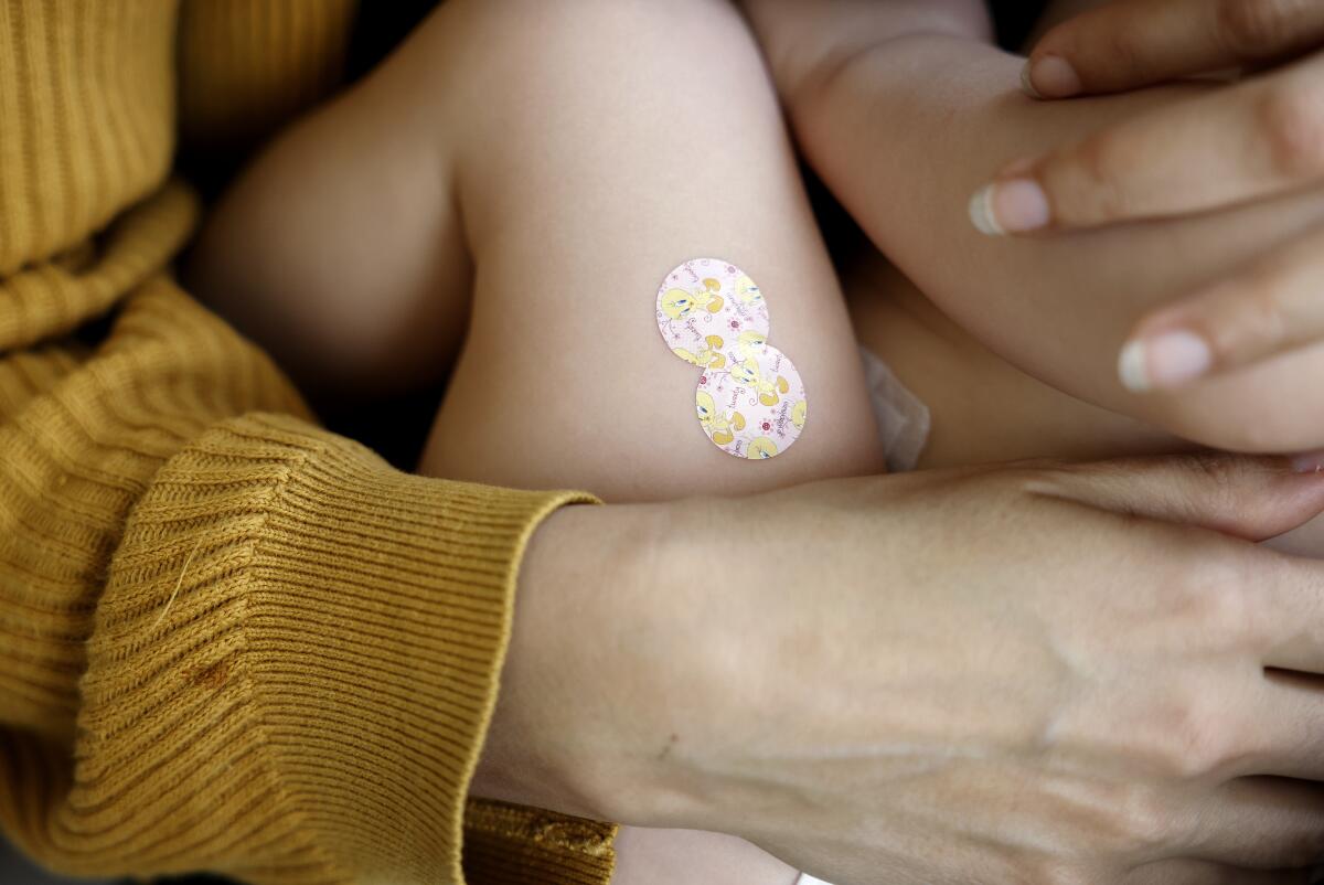 Bandages on a baby's thigh
