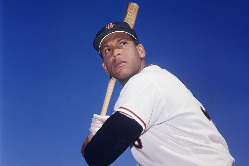 Outfielder Orlando Cepeda of the San Francisco Giants is shown in posed.