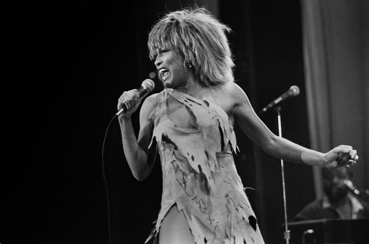 Tina Turner performs onstage in 1983.