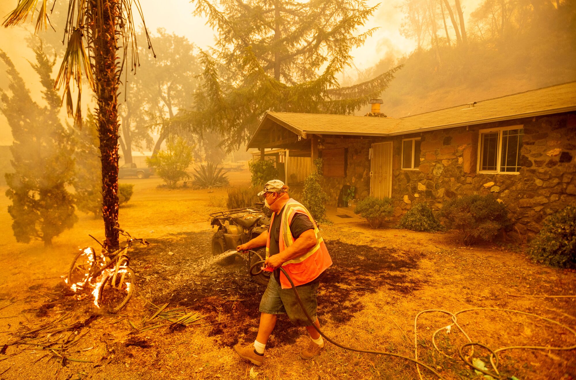 A resident guards a house in Napa County.