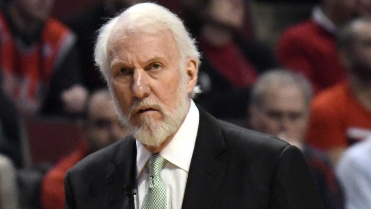 Gregg Popovich coaches the Spurs against Chicago on Dec. 8.